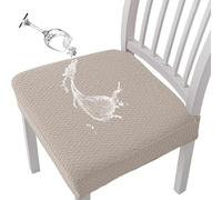 JHOMHF Coprisedie da Pranzo Jacquard Impermeabili Resistenti Set di Coprisedie Elasticizzati con vestibilità Elastica Proteggi-Sedile Rimovibili Lavabili for Sedie da Tavolo da Cucina(Khaki,Set of 6)