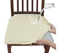 JHOMHF Coprisedie da Pranzo Jacquard Impermeabili Resistenti Set di Coprisedie Elasticizzati con vestibilità Elastica Proteggi-Sedile Rimovibili Lavabili for Sedie da Tavolo da Cucina(Beige,Set of 4)