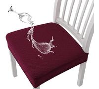 JHOMHF Coprisedie da Pranzo Jacquard Impermeabili Resistenti Set di Coprisedie Elasticizzati con vestibilità Elastica Proteggi-Sedile Rimovibili Lavabili for Sedie da Tavolo da Cucina(Red,Set of 10)