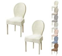JHOMHF Coprisedie Elasticizzate Sala da Pranzo Set da 2/4 Coprisedie con Schienale Rotondo for Sala da Pranzo Cucina Hotel Stile Palazzo Protezioni for Sedie Senza Braccioli Antiscivolo(White 2pcs)