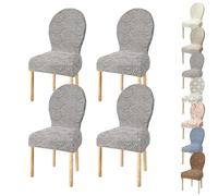 JHOMHF Coprisedie Elasticizzate Sala da Pranzo Set da 2/4 Coprisedie con Schienale Rotondo for Sala da Pranzo Cucina Hotel Stile Palazzo Protezioni for Sedie Senza Braccioli Antiscivolo(Gray 4pcs)