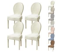 JHOMHF Coprisedie Elasticizzate Sala da Pranzo Set da 2/4 Coprisedie con Schienale Rotondo for Sala da Pranzo Cucina Hotel Stile Palazzo Protezioni for Sedie Senza Braccioli Antiscivolo(White 4pcs)