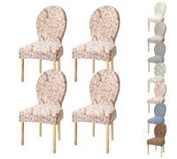 JHOMHF Coprisedie Elasticizzate Sala da Pranzo Set da 2/4 Coprisedie con Schienale Rotondo for Sala da Pranzo Cucina Hotel Stile Palazzo Protezioni for Sedie Senza Braccioli Antiscivolo(Pink 4pcs)