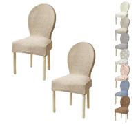 JHOMHF Coprisedie Elasticizzate Sala da Pranzo Set da 2/4 Coprisedie con Schienale Rotondo for Sala da Pranzo Cucina Hotel Stile Palazzo Protezioni for Sedie Senza Braccioli Antiscivolo(Brown 2pcs)