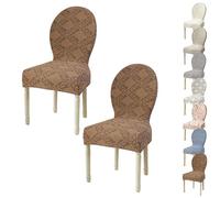 JHOMHF Coprisedie Elasticizzate Sala da Pranzo Set da 2/4 Coprisedie con Schienale Rotondo for Sala da Pranzo Cucina Hotel Stile Palazzo Protezioni for Sedie Senza Braccioli Antiscivolo(Brown1 2pcs)
