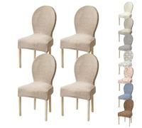 JHOMHF Coprisedie Elasticizzate Sala da Pranzo Set da 2/4 Coprisedie con Schienale Rotondo for Sala da Pranzo Cucina Hotel Stile Palazzo Protezioni for Sedie Senza Braccioli Antiscivolo(Brown 4pcs)