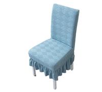 JHOMHF Coprisedie for Sala da Pranzo con Gonna coprisedie universali Elasticizzati Spandex Lavabili Lavatrice Protezioni mobili for Cucina Cerimonia di Nozze Banchetto Hotel Feste(Blue1,8pcs)