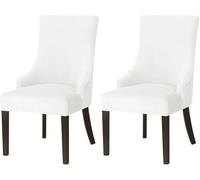 JHOMHF Coprisedie in Velluto con Schienale Alto for Sedie Laterali Copripoltrone Elasticizzati Morbidi Coprisedie for Sala da Pranzo Soggiorno Hotel Banchetti Decorazioni(White,Set of 2)