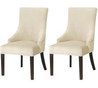 JHOMHF Coprisedie in Velluto con Schienale Alto for Sedie Laterali Copripoltrone Elasticizzati Morbidi Coprisedie for Sala da Pranzo Soggiorno Hotel Banchetti Decorazioni(Beige,Set of 2)