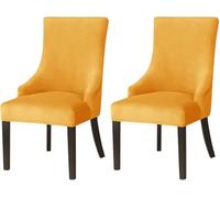 JHOMHF Coprisedie in Velluto con Schienale Alto for Sedie Laterali Copripoltrone Elasticizzati Morbidi Coprisedie for Sala da Pranzo Soggiorno Hotel Banchetti Decorazioni(Gold,Set of 2)