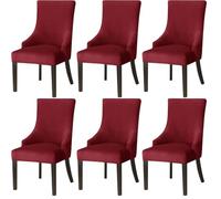 JHOMHF Coprisedie in Velluto con Schienale Alto for Sedie Laterali Copripoltrone Elasticizzati Morbidi Coprisedie for Sala da Pranzo Soggiorno Hotel Banchetti Decorazioni(Burgundy,Set of 6)