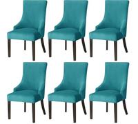 JHOMHF Coprisedie in Velluto con Schienale Alto for Sedie Laterali Copripoltrone Elasticizzati Morbidi Coprisedie for Sala da Pranzo Soggiorno Hotel Banchetti Decorazioni(Aqua Blue,Set of 6)