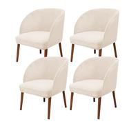 JHOMHF Coprisedie in Velluto con Schienale Curvo Coprisedie Elasticizzati for Sedie da Pranzo con Schienale Ad Ala Protezioni Sedili Moderno di metà Secolo for Cucina Soggiorno(Beige,4pcs)