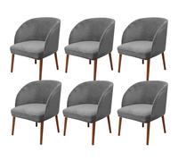 JHOMHF Coprisedie in Velluto con Schienale Curvo Coprisedie Elasticizzati for Sedie da Pranzo con Schienale Ad Ala Protezioni Sedili Moderno di metà Secolo for Cucina Soggiorno(Gray,6pcs)