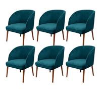 JHOMHF Coprisedie in Velluto con Schienale Curvo Coprisedie Elasticizzati for Sedie da Pranzo con Schienale Ad Ala Protezioni Sedili Moderno di metà Secolo for Cucina Soggiorno(Dark Aqua,6pcs)