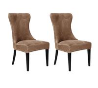 JHOMHF Coprisedie Laterali con Schienale Ad Ala Set da 2/4/6 Coprisedie in Velluto Senza Braccioli Rimovibili E Lavabili for Sala da Pranzo Banchetti Arredamento for Casa(Light Brown,2Pcs)