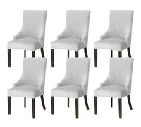 JHOMHF Coprisedie Velluto for Sala da Pranzo con Braccioli Sfoderabili Elastici Lavabili for Sedie da Cucina Banchetti Ristoranti Casa Sedie con Schienale Curvo di Grandi Dimensioni(Light Gray,6Pcs)