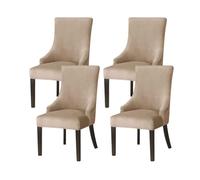 JHOMHF Coprisedie Velluto for Sala da Pranzo con Braccioli Sfoderabili Elastici Lavabili for Sedie da Cucina Banchetti Ristoranti Casa Sedie con Schienale Curvo di Grandi Dimensioni(Camel,4Pcs)