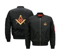 JHOMHF Giacca da Volo con Tasche Casual Autunno Inverno Massoneria Giacca Bomber Antivento con Zip Intera e Calda Cappotti Outwear per Uomini Donne(Black5,4XL)