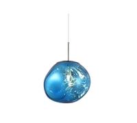 JHOMHF Lampada a Sospensione Moderna Vetro a Globo cromata Stile Mid-Century lampadario a Sospensione a LED Singolo for Cucina Isola Soggiorno Scale Sala da Pranzo Attacco E26(Blue,30cm(11.8inch))