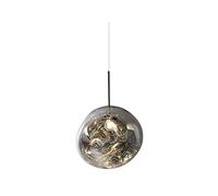 JHOMHF Lampada a Sospensione Moderna Vetro a Globo cromata Stile Mid-Century lampadario a Sospensione a LED Singolo for Cucina Isola Soggiorno Scale Sala da Pranzo Attacco E26(Silver,40cm(15.7inch))