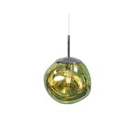 JHOMHF Lampada a Sospensione Moderna Vetro a Globo cromata Stile Mid-Century lampadario a Sospensione a LED Singolo for Cucina Isola Soggiorno Scale Sala da Pranzo Attacco E26(Green,50cm(19.6inch))