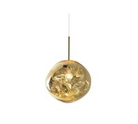 JHOMHF Lampada a Sospensione Moderna Vetro a Globo cromata Stile Mid-Century lampadario a Sospensione a LED Singolo for Cucina Isola Soggiorno Scale Sala da Pranzo Attacco E26(Gold,18cm(7.08inch))