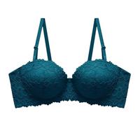 JHOMHF Reggiseno balconcino push-up sexy da donna con supporto imbottito e sollevabile in pizzo con ferretto classico in pizzo mezza coppa con arricciatura(Carbon Neutral Green,36A)