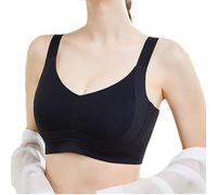 JHOMHF Reggiseno push-up da donna senza ferretto delicato sulla pelle antitraccia con tecnologia W-Shape Lift for un comfort che dura tutto il giorno(Black,L)