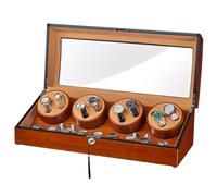 JHOMHF Scatola Caricaorologi Automatica Con Luce LED - Vetrina Di Lusso Silenziosa Adatta Alla Maggior Parte Degli Orologi, Regalo For Papà, Marito O Capo(Brown)