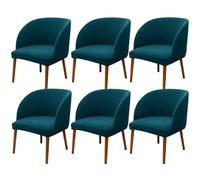 JHOMHF Set di 1/2/4/6 Coprisedie con Schienale Curvo for Sala da Pranzo Ufficio Elasticizzati Stile Mid-Century for Poltrone E Schienali Rotondi(Dark Blue,6PCS)