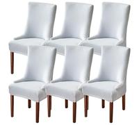 JHOMHF Set di 1/2/4/6 Coprisedie Elasticizzati con Braccioli Coprisedie da Pranzo con Schienale Ad Ala Lavabili for Banchetti Decorazioni for Hotel E Casa(White,6 Set)