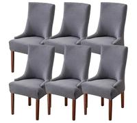 JHOMHF Set di 1/2/4/6 Coprisedie Elasticizzati con Braccioli Coprisedie da Pranzo con Schienale Ad Ala Lavabili for Banchetti Decorazioni for Hotel E Casa(Dark Gray,6 Set)