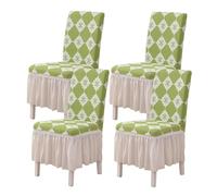 JHOMHF Set di 2/4/6 Coprisedie Elasticizzati for Sedie da Pranzo con Gonna Coprisedie for Sedie da Cucina E Sala da Pranzo Stampe alla Moda Coprisedie Rimovibili E Lavabili(Turquoise,4PC)