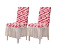 JHOMHF Set di 2/4/6 Coprisedie Elasticizzati for Sedie da Pranzo con Gonna Coprisedie for Sedie da Cucina E Sala da Pranzo Stampe alla Moda Coprisedie Rimovibili E Lavabili(Pink,2PC)
