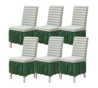 JHOMHF Set di 2/4/6 Coprisedie Elasticizzati for Sedie da Pranzo con Gonna Coprisedie for Sedie da Cucina E Sala da Pranzo Stampe alla Moda Coprisedie Rimovibili E Lavabili(Green,6PC)