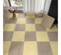 JHOMHF Tappetini quadrati in schiuma ad incastro, lavabili, soffici, per camera da letto, sala giochi, morbidi, durevoli, antiscivolo, 30,5 x 30,5 cm (giallo+caffè chiaro, 18 pezzi)