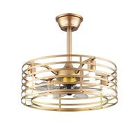 JHOMHF Ventilatore da Soffitto Industriale 20" con Luce LED Telecomando Ventilatore Chiuso Gabbia Motore Reversibile for Camera Letto Soggiorno Cucina