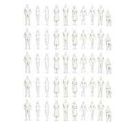 JHOSFA 50 Pezzi di Figure Miniature Bianche, Non Dipinte, Personaggi in Plastica per Modellismo, Diorami, Ferrovie, Architettura, Omini, Miniature Persone, Piccole Statuine Uomini, Donne