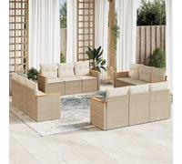 JHQHSM 12 pezzi Set divano da giardino con cuscino beige polyrattan, resistente alle intemperie, in rattan sintetico, con rivestimenti rimovibili e robusto telaio in acciaio per terrazze. Questo