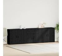 JHQHSM 3 pezzi in legno di quercia nera con un tocco moderno e pratiche funzioni per sala da pranzo o soggiorno, superficie in legno di quercia solida con spazio di archiviazione