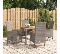 JHQHSM 5 pezzi Gruppo da giardino con cuscino grigio polyrattan, mobili da esterno resistente alle intemperie con verniciatura a polvere e funzione sdraiata per terrazza. Questo titolo soddisfa tutti