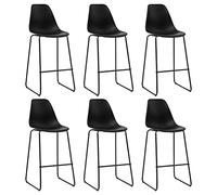 JHQHSM 6 sgabelli da bar in plastica nera con struttura in metallo - Seduta ergonomica e schienale per bar e cucina - Costruzione robusta con verniciatura a polvere