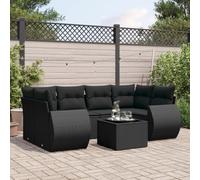 JHQHSM 7 pezzi Set divano da giardino in polyrattan nero con cuscino, tavolo e spazio di archiviazione - mobili in rattan PE resistente alle intemperie **Dichiarazione di ottimizzazione