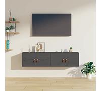 JHQHSM Armadi da parete in legno massello di pino, 2 pezzi, grigio, 60 x 30 x 30 cm, con venature rustiche del legno, per montaggio a parete e organizzazione degli spazi