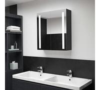 JHQHSM Armadietto a specchio LED per bagno, 62 x 14 x 60 cm, con illuminazione e 3 ripiani, moderno armadio cosmetico in MDF con rivestimento in melamina e illuminazione a LED a risparmio energetico