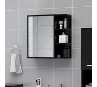 JHQHSM Armadietto da bagno con specchio nero, 62,5 x 20,5 x 64 cm, in legno con 5 scomparti e 1 anta, contenitore per articoli da toeletta, durevole e robusto armadio da bagno in acrilico