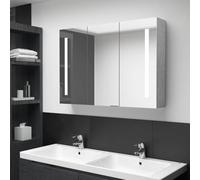 JHQHSM Armadio a specchio a LED per bagno, grigio cemento, 89 x 14 x 62 cm, con 3 ripiani e strisce LED a risparmio energetico, in MDF con rivestimento in melamina, porta USB e moderno