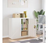 JHQHSM Armadio Classificatore in Acciaio Verniciato a Polvere Bianco 90x40x90 cm con 2 Ripiani Regolabili e Serratura di Sicurezza, Mobile Archivio Resistente per Ufficio, Struttura