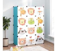 JHQHSM Armadio modulare per bambini con 12 cubi blu PP - Robusto spazio per organizzazione, pannelli in plastica impermeabile e robusto telaio in acciaio, facile da montare con martello in legno,